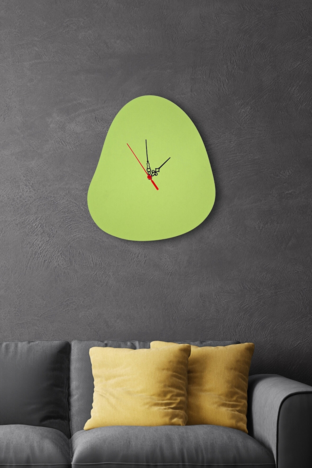 Erdizden Yamuk Şekilli Lazer Kesim Birinci Sınıf Mdf Duvar Saati - Yeşil