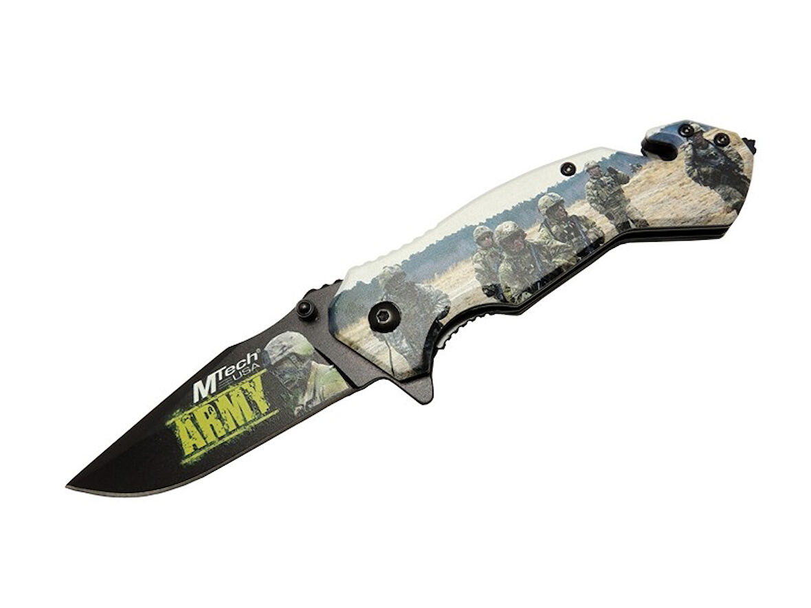 4 23 3 Army Kurtarma / Kamp Çakı 20cm - Yarı Otomatik, Cam Kırma Ve İp Kesme Aparatlı