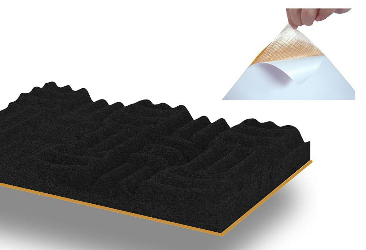 Yapışkanlı Yanmaz Akustik Sünger 50Dns 100cm x 100cm