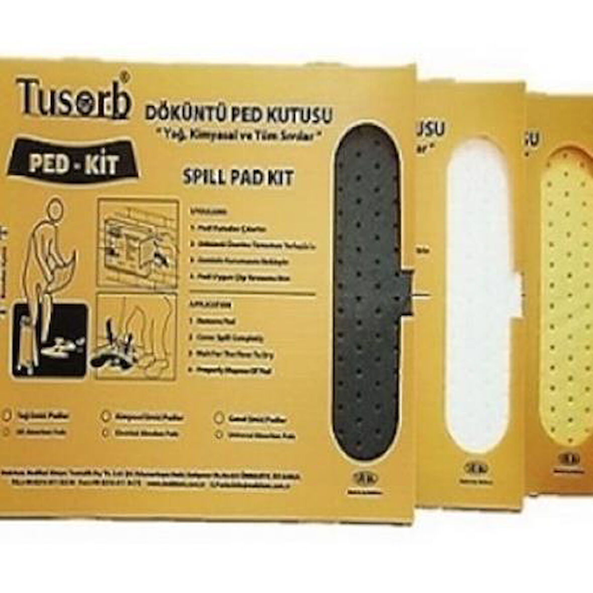 Ped-Kit Yağ Ve Kimyasal Döküntü Temizleme Ped 20 li Sarı