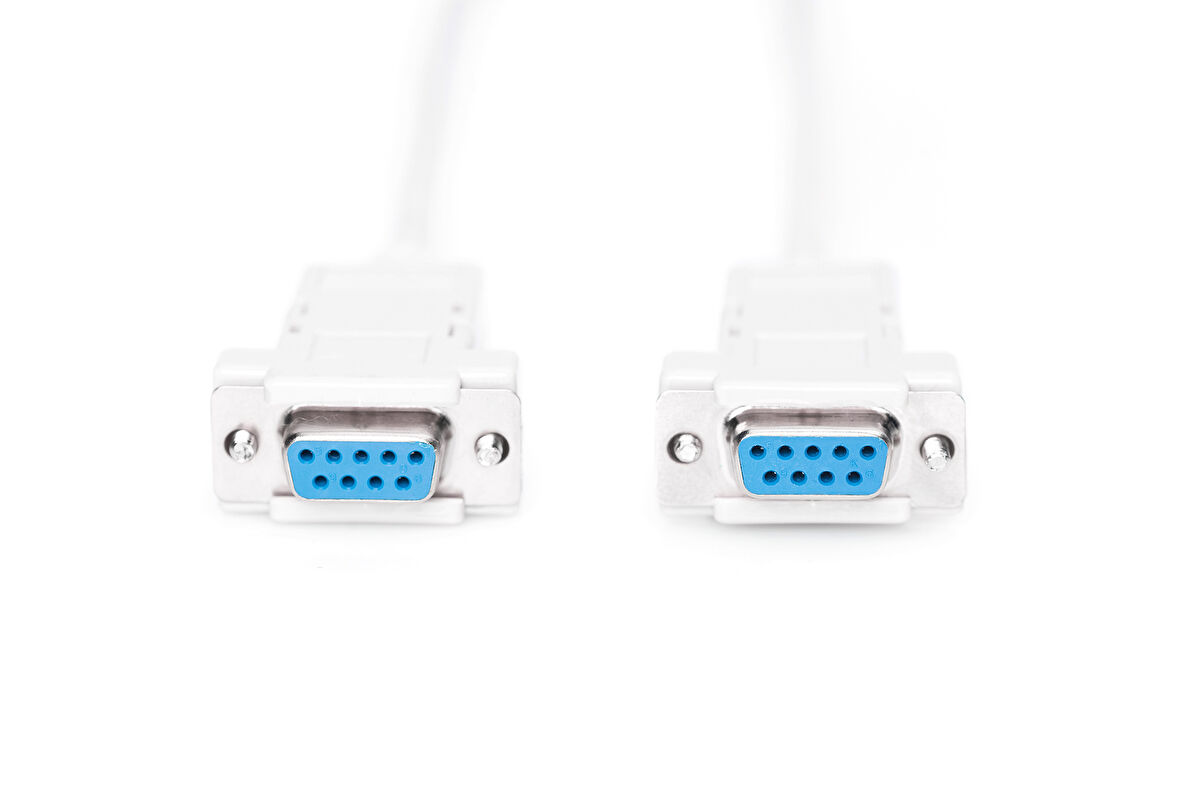 Digitus Modem Bağlantı Kablosu, D-Sub9 Dişi - D-Sub9 Dişi, 1.8 metre, vidalı, bej renk&lt;br&gt;
Digitus Zero-Modem connection cable, D-Sub9 F/F, 1.8m, snap-hoods, beige