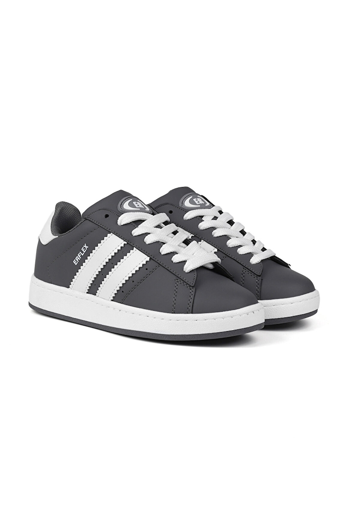 Unisex Gri Beyaz Siyah Bağcıklı Rahat Sneaker Günlük Spor Ayakkabı