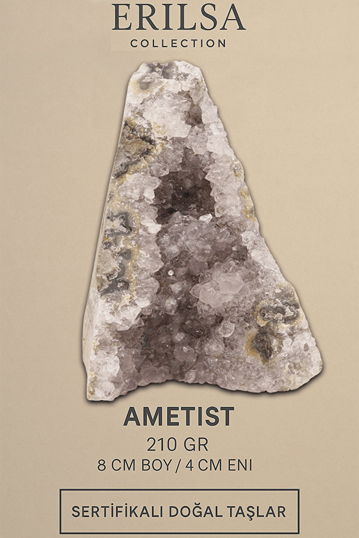 Sertifikalı Ametist Taşı Kütlesi 210 Gr – Ham Doğal Kristal Dekoratif Taş Stresi Azalt Huzur Ver