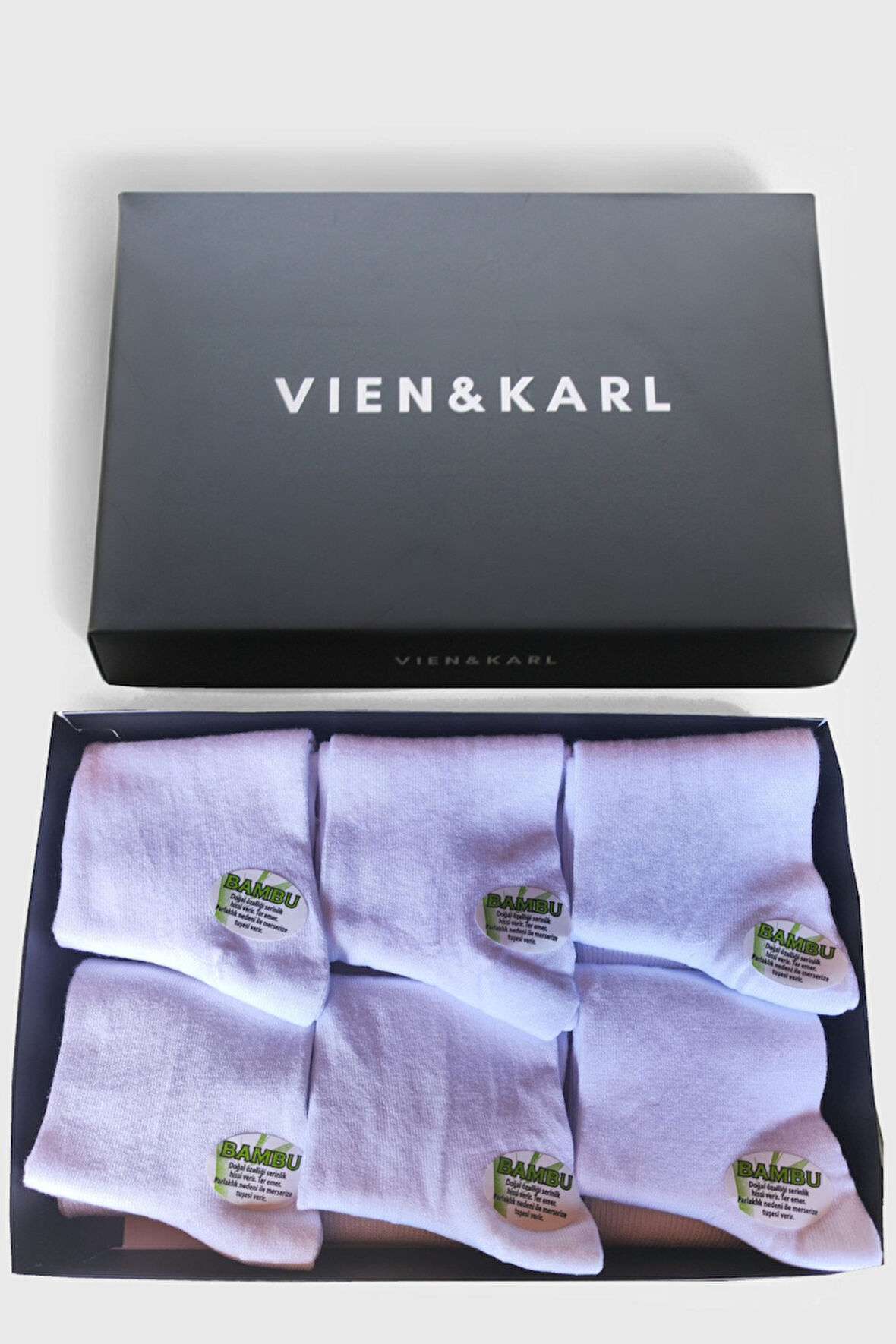 Erkek Beyaz Bambu Çorap 6'lı Premium Kutu