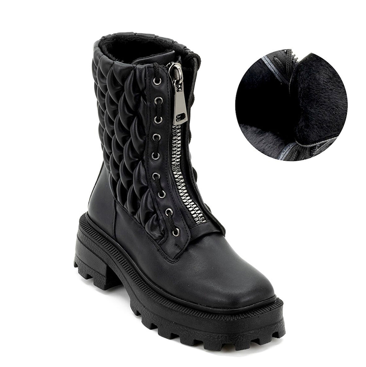 Kadın Kalın Tabanlı Fermuarlı Postal Bot