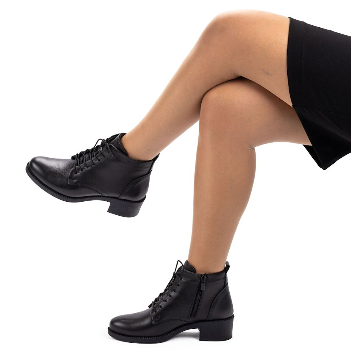 Kadın Hakiki Deri Anatomik Alçak Topuklu Günlük Şık Bot