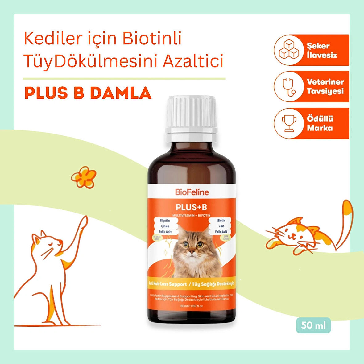 Biofeline Plus ve B Biotin kedi Damlasi - 50 ml