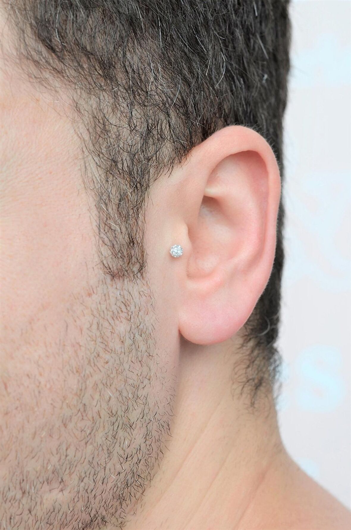 Erkek Çelik Taşlı Piercing Tragus Helix Kıkırdak Gold