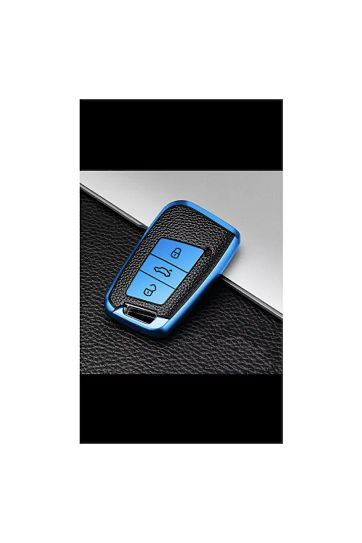 Passat B8 - Ateca Ve Süper B Uyumlu Lüx Kaliteli Anahtar Kabı Mavi Renk Anahtarsız Çaliştırma Modeli