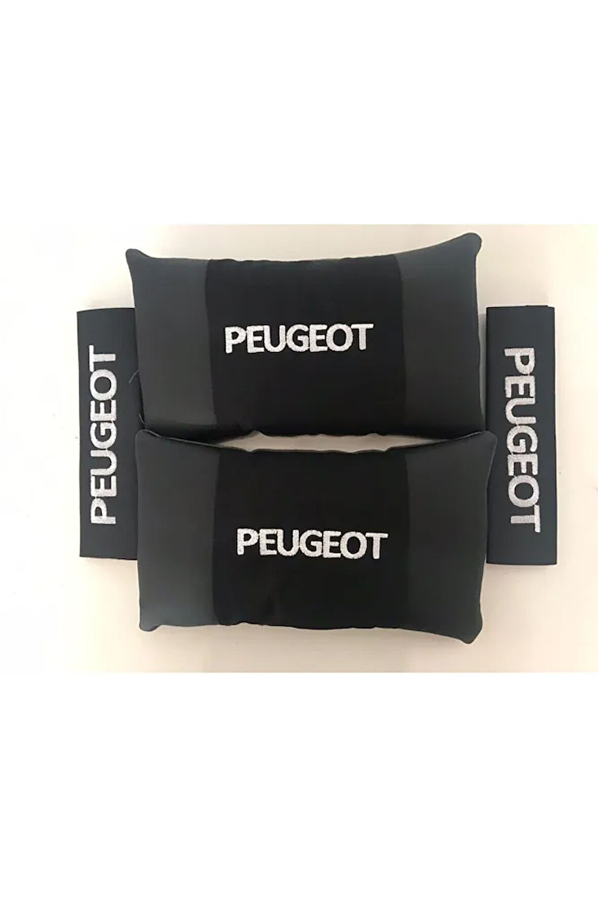 Peugeot Nakışlı Deri 1 Çift Boyun Yastık Ve Kemer Pedi