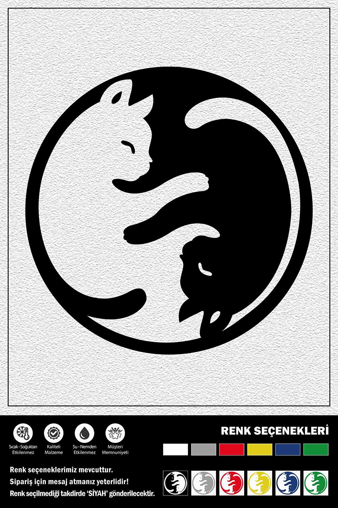 KEDİ YING YANG STICKER 30 x 30 cm