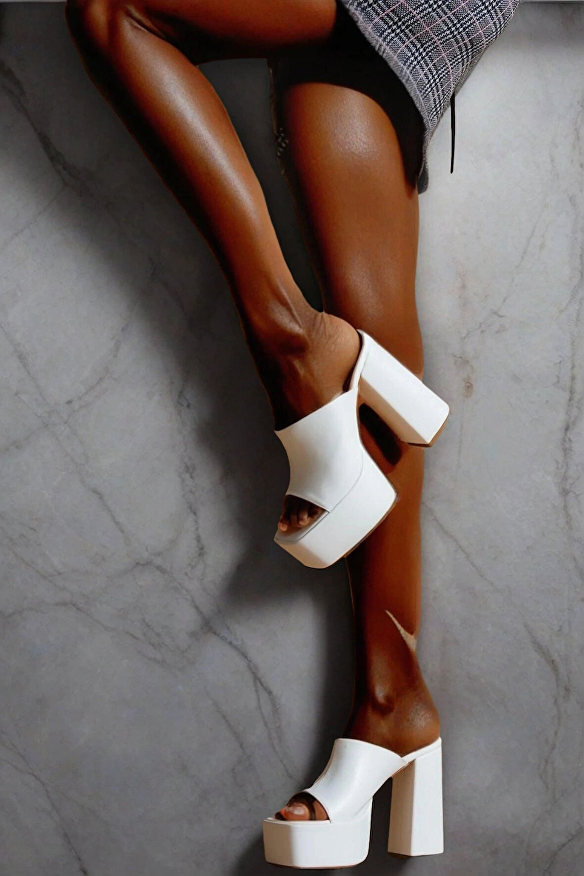 Kadın Moda Yüksek Platform Kalın Topuklu Ayakkabı Şık ve Zarif Abiye Ayakkabı