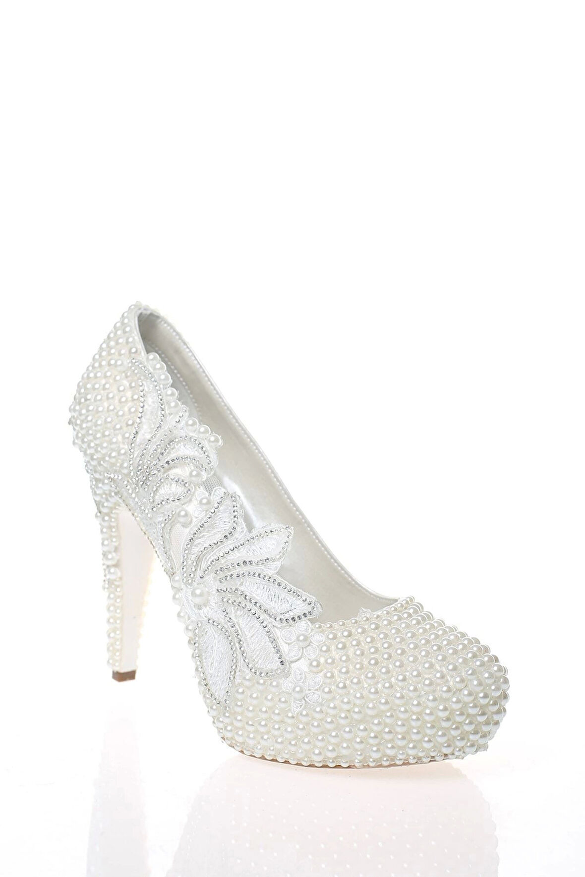 Kadın Beyaz Sedef Inci Taş Işlemeli Gelin Ayakkabı Kadın Topuklu Abiye Ayakkabı Şık Gece Ayakkabısı