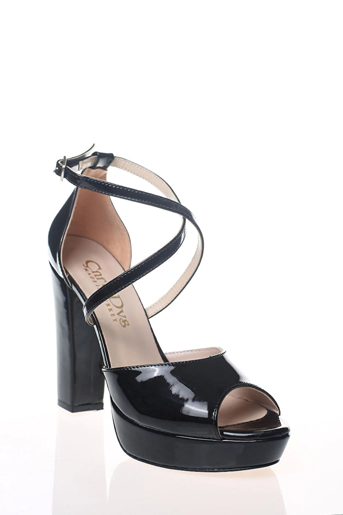 Kadın Siyah Rugan Abiye Ayakkabı Kadın Topuklu Şık Gece Ayakkabısı Zarif Tasarım Yüksek Topuk