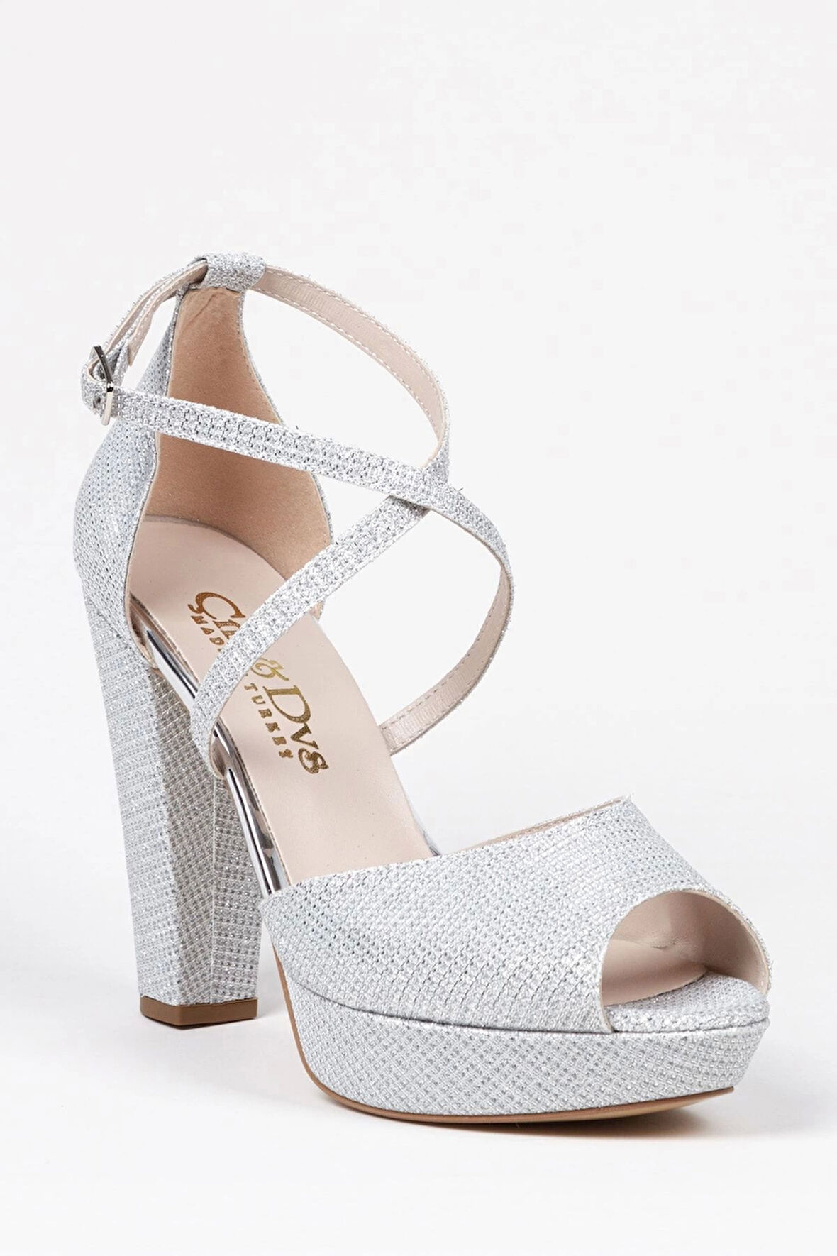 Gümüş Mercan Kadın Topuklu Abiye Ayakkabı Şık Gece Ayakkabısı Zarif Tasarım Yüksek Topuk