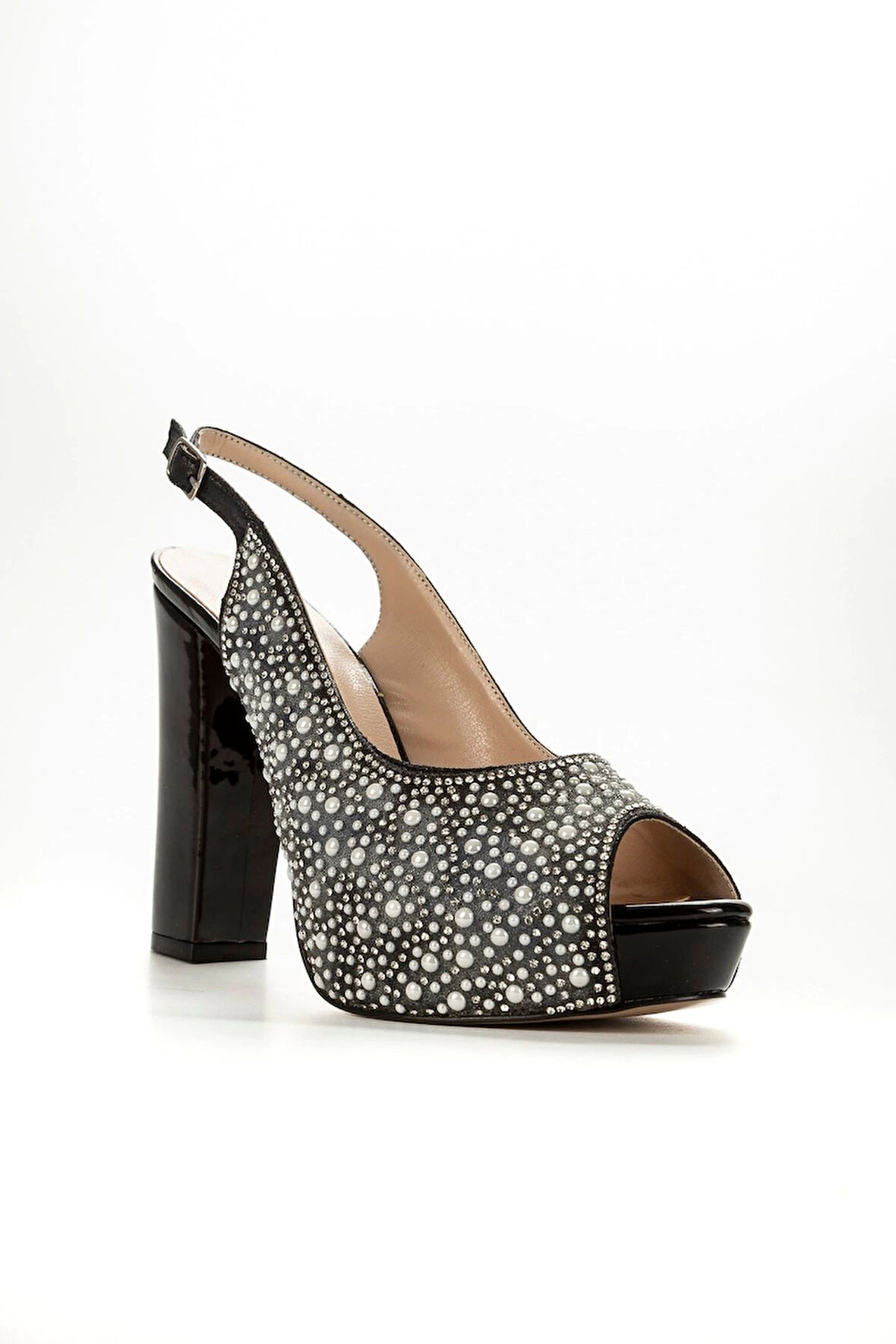 Gold Ayna Full Inci Taş Topuklu Kadın Abiye Ayakkabı Kadın Topuklu Şık Gece Ayakkabısı