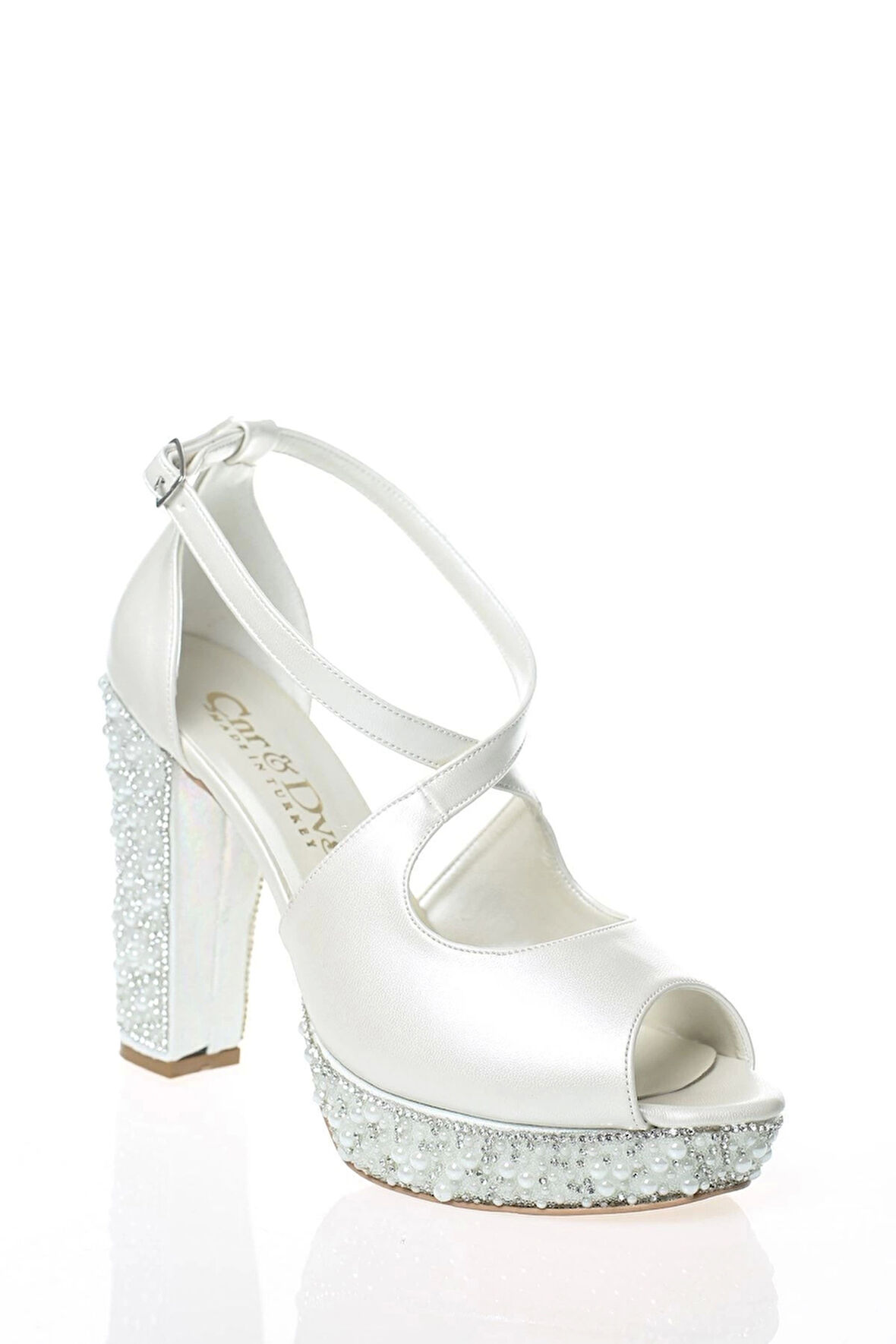 Kadın Sedef Cilt Ökçe Poli İnci Taş Abiye Ayakkabı Kadın Topuklu Şık Gece Ayakkabısı