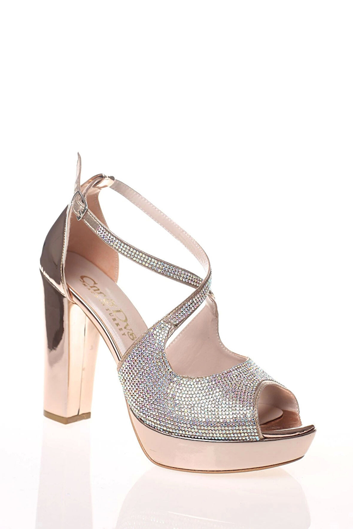 Gümüş Ayna Yüz Taş Kadın Abiye Ayakkabı Kadın Topuklu Şık Gece Ayakkabısı Zarif Tasarım