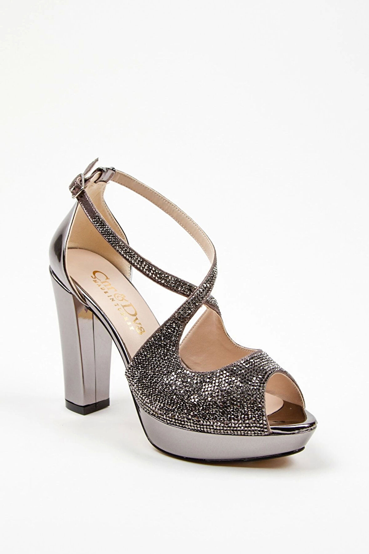 Gold Yüz Taş Topuklu Kadın Abiye Ayakkabı Kadın Topuklu Şık Gece Ayakkabısı Zarif Tasarım