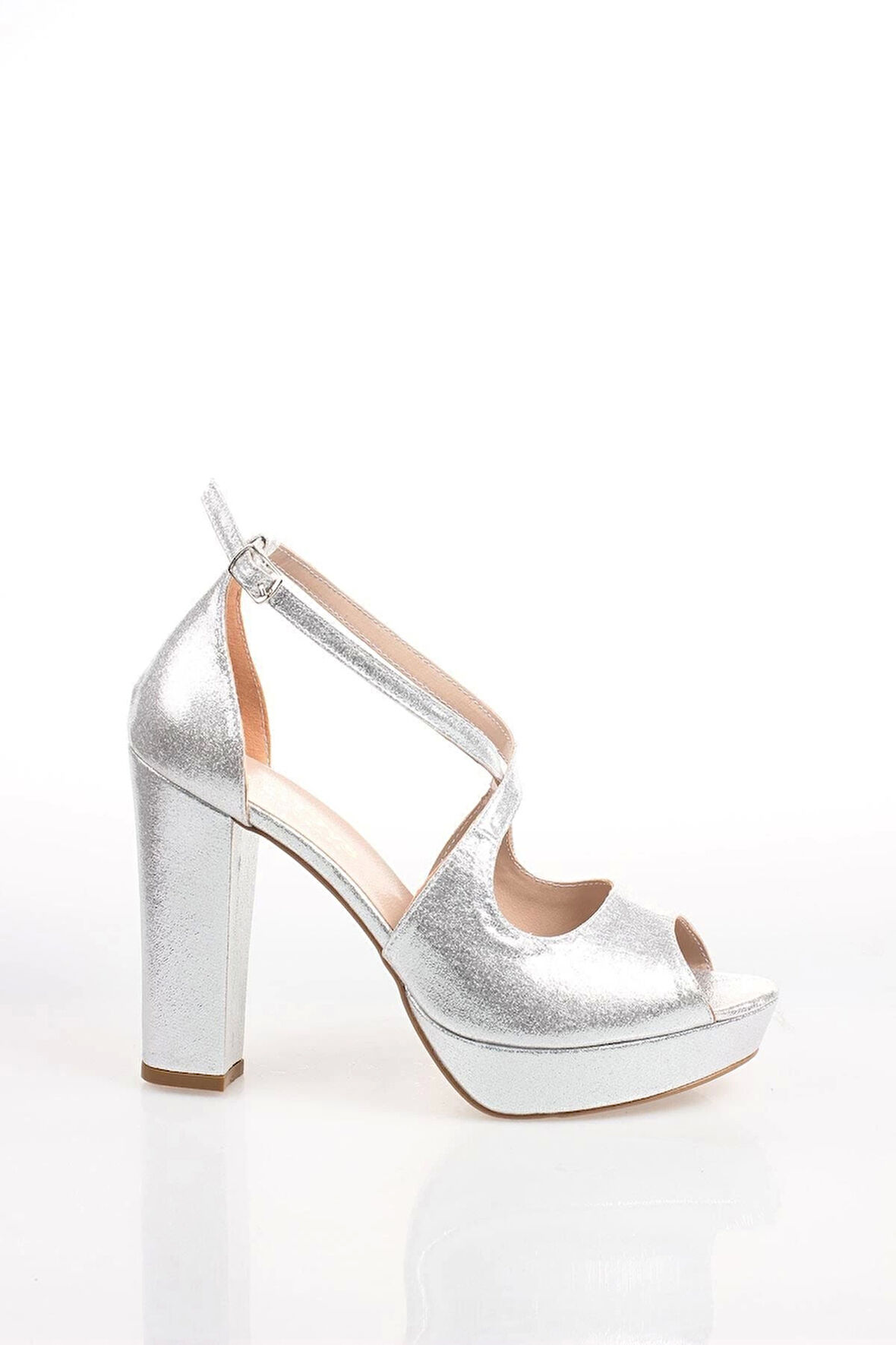 Gümüş Sultan Kadın Abiye Ayakkabı Kadın Topuklu Şık Gece Ayakkabısı Zarif Tasarım Yüksek Topuk