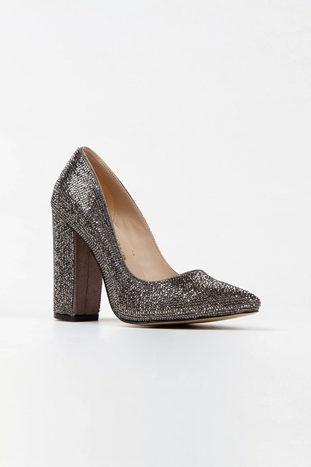 Gold Sultan Taşlı Klasik Sivri Kalın Topuklu Kadın Abiye Ayakkabı Kadın Topuklu Şık Gece Ayakkabısı