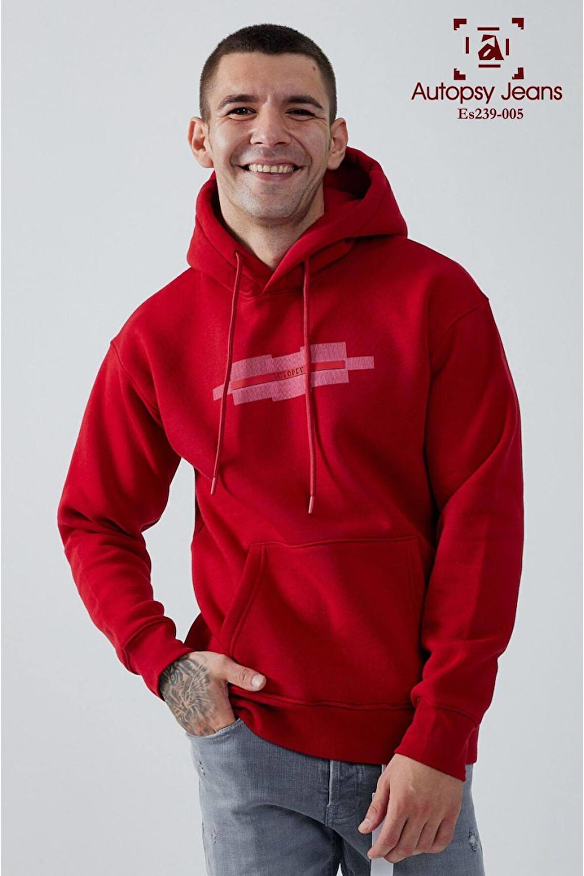 Logo Baskılı İçi Polarlı Erkek Sweatshirt