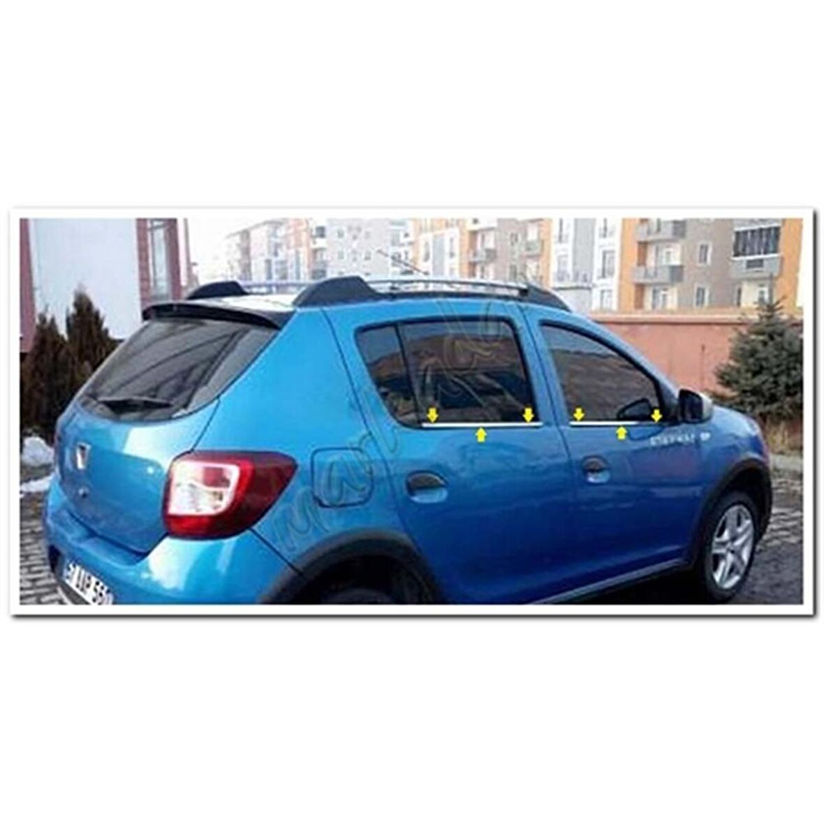 DB Chrome Dacia Sandero Cam Çıtası Nikelajı 2012 Sonrası 4 Parça P.Çelik