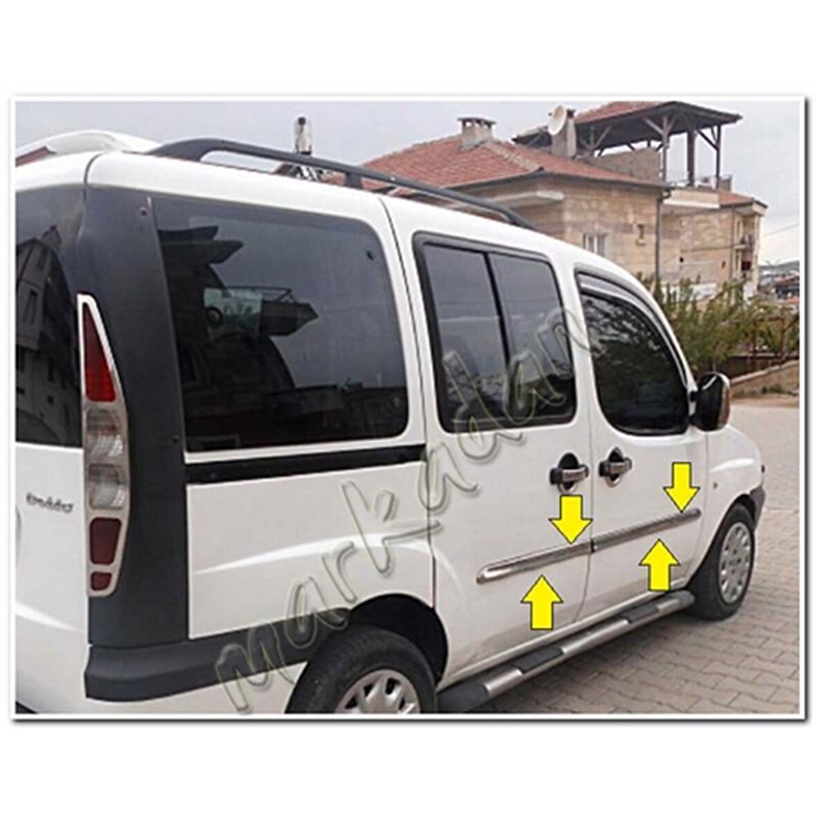 DB Chrome Fiat Doblo Krom Yan Kapı Çıtası 2000-2006 4 Parça P.Çelik