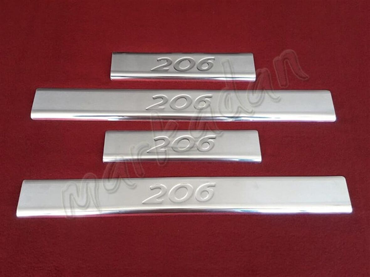 DB Chrome Peugeot 206 Krom Kapı Eşiği 1998-2012 4 Parça P.Çelik