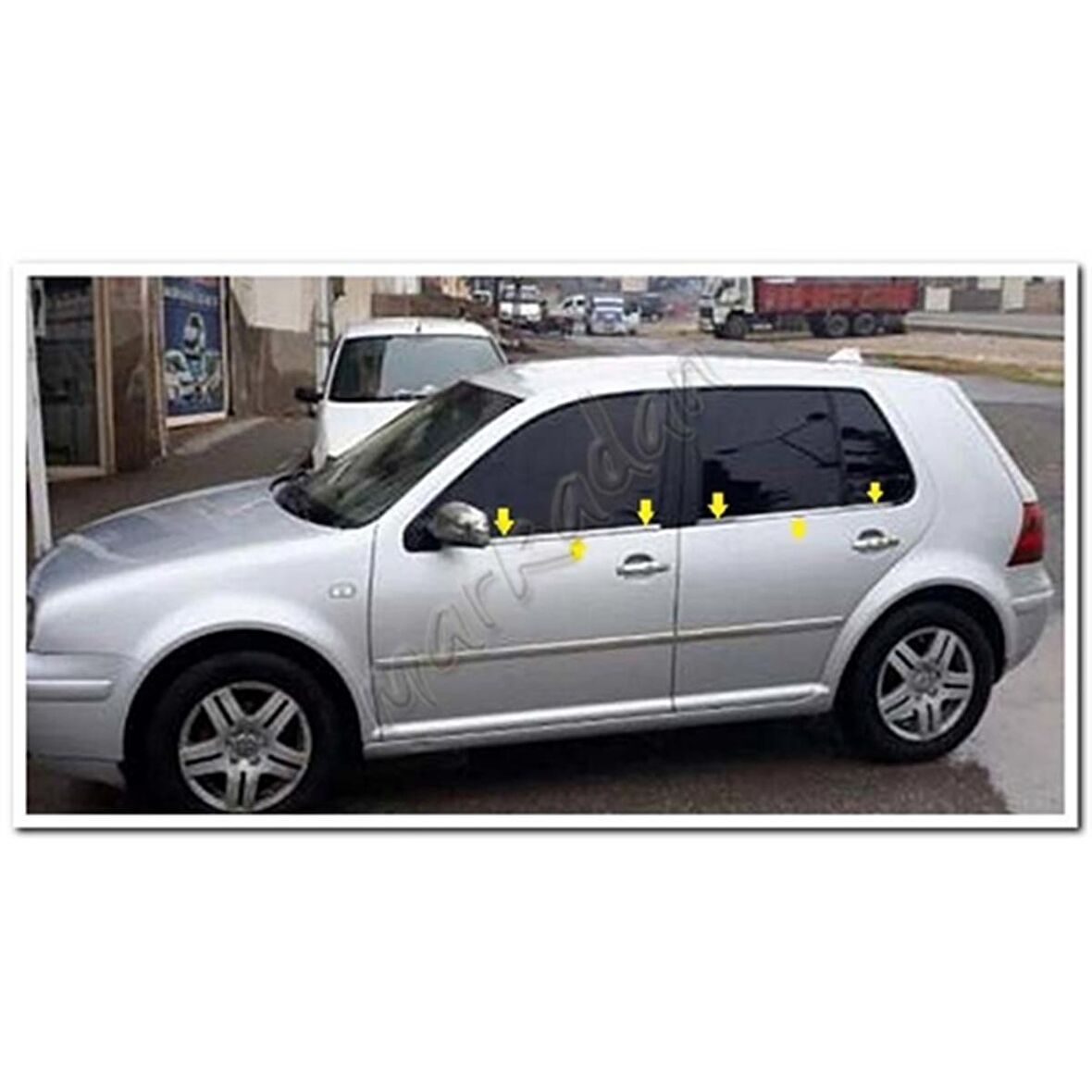 DB Chrome VW Golf 4 Cam Çıtası Nikelajı 1998-2004 4 Parça P.Çelik