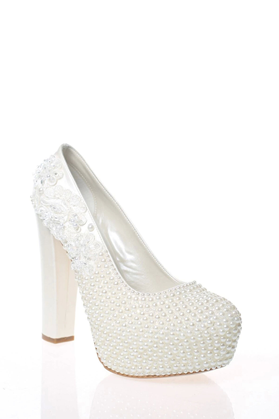 Kadın Sedef İnci Taş İşlemeli Gelin Ayakkabı Kadın Topuklu Abiye Ayakkabı Şık Gece Ayakkabısı