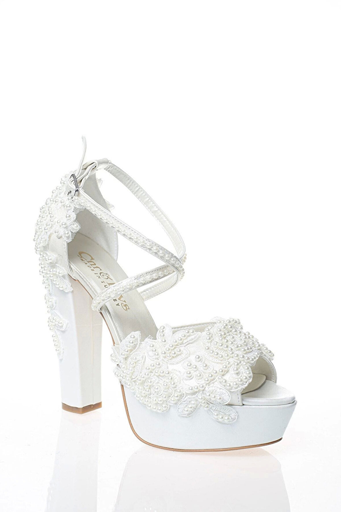 Kadın Beyaz Sedef Inci Taş Işlemeli Gelin Ayakkabı Kadın Topuklu Abiye Ayakkabı Şık Gece Ayakkabısı