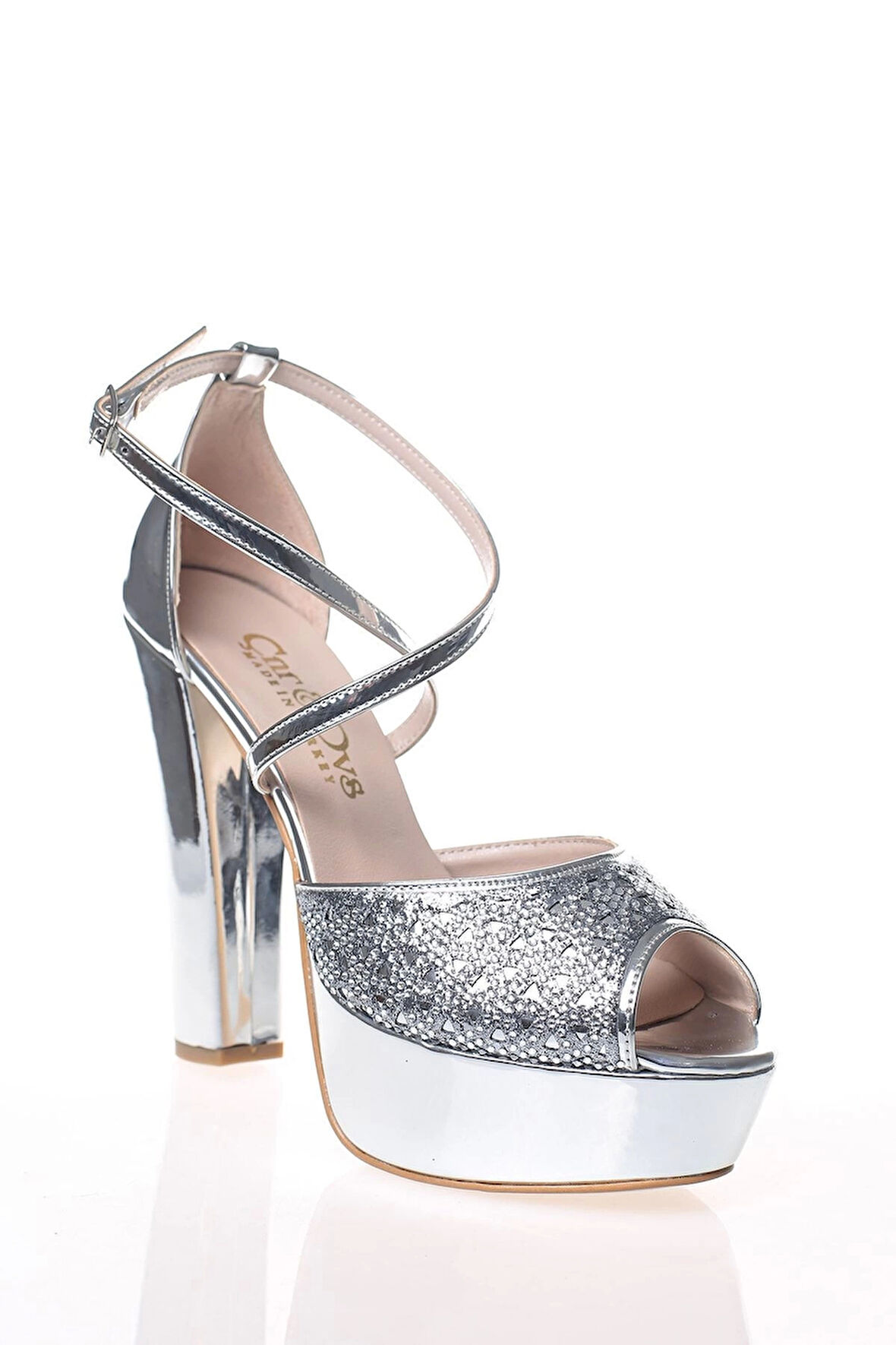 Kadın Gümüş Ayna Yüz Lazer Abiye Ayakkabı Kadın Topuklu Şık Gece Ayakkabısı Zarif Tasarım