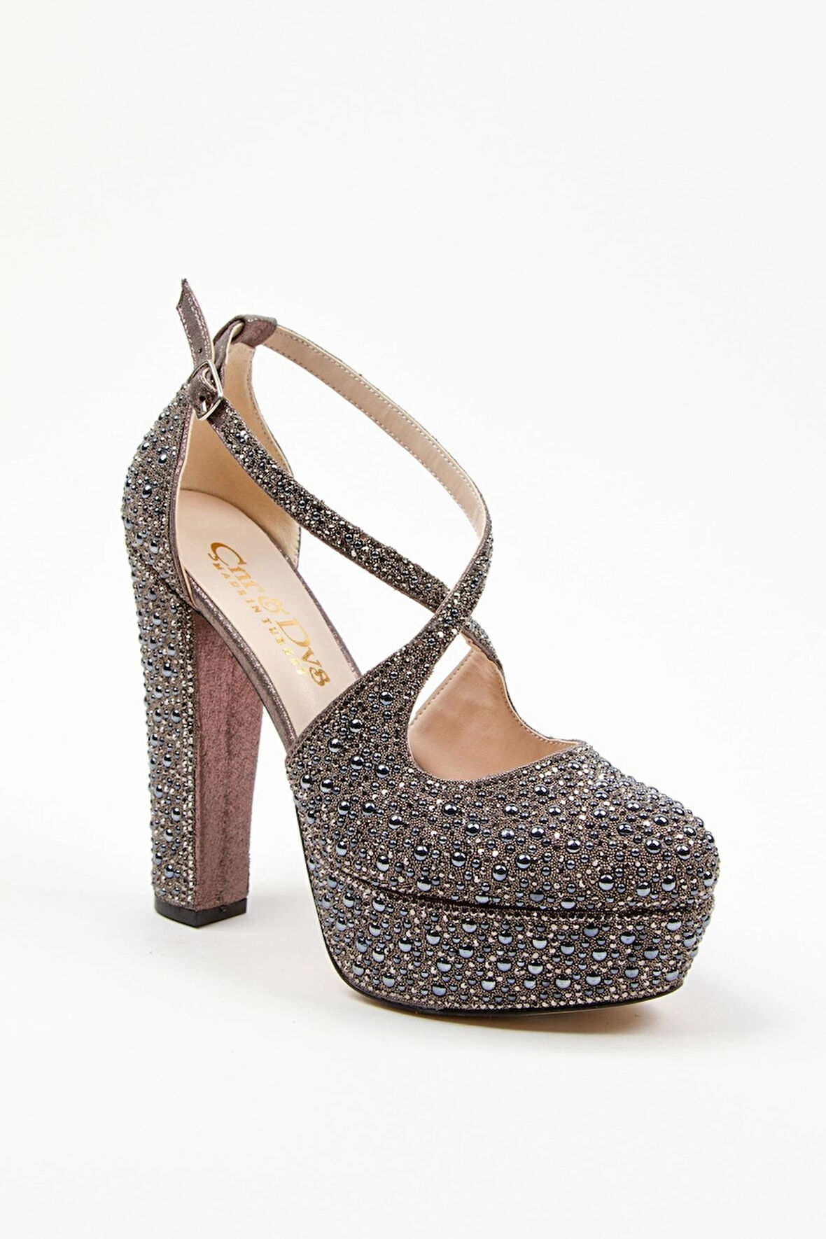 Gold Full Inci Topuklu Kadın Abiye Ayakkabı Kadın Topuklu Şık Gece Ayakkabısı Zarif Tasarım