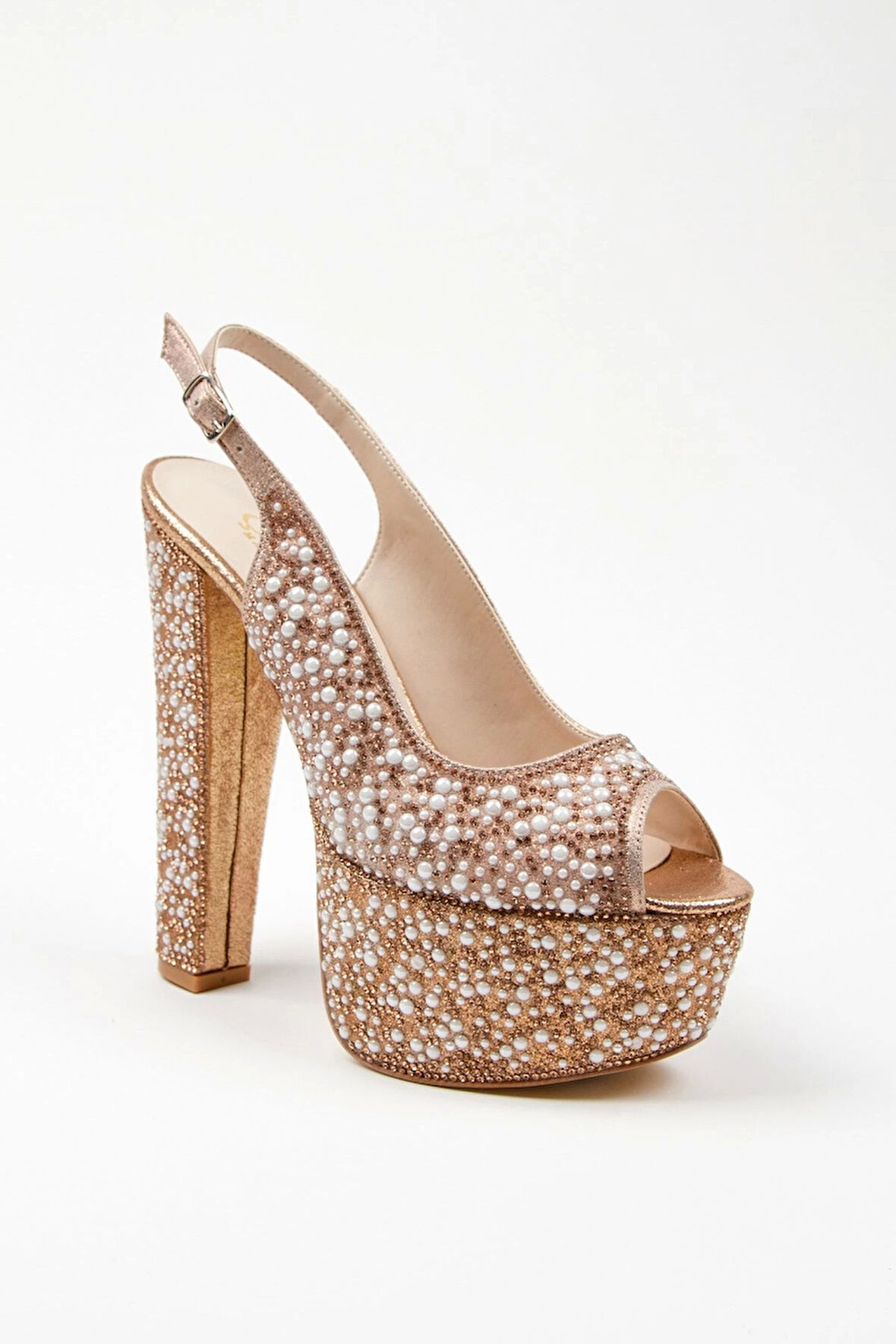Gold Sultan Full Inci Topuklu Kadın Abiye Ayakkabı Kadın Topuklu Şık Gece Ayakkabısı