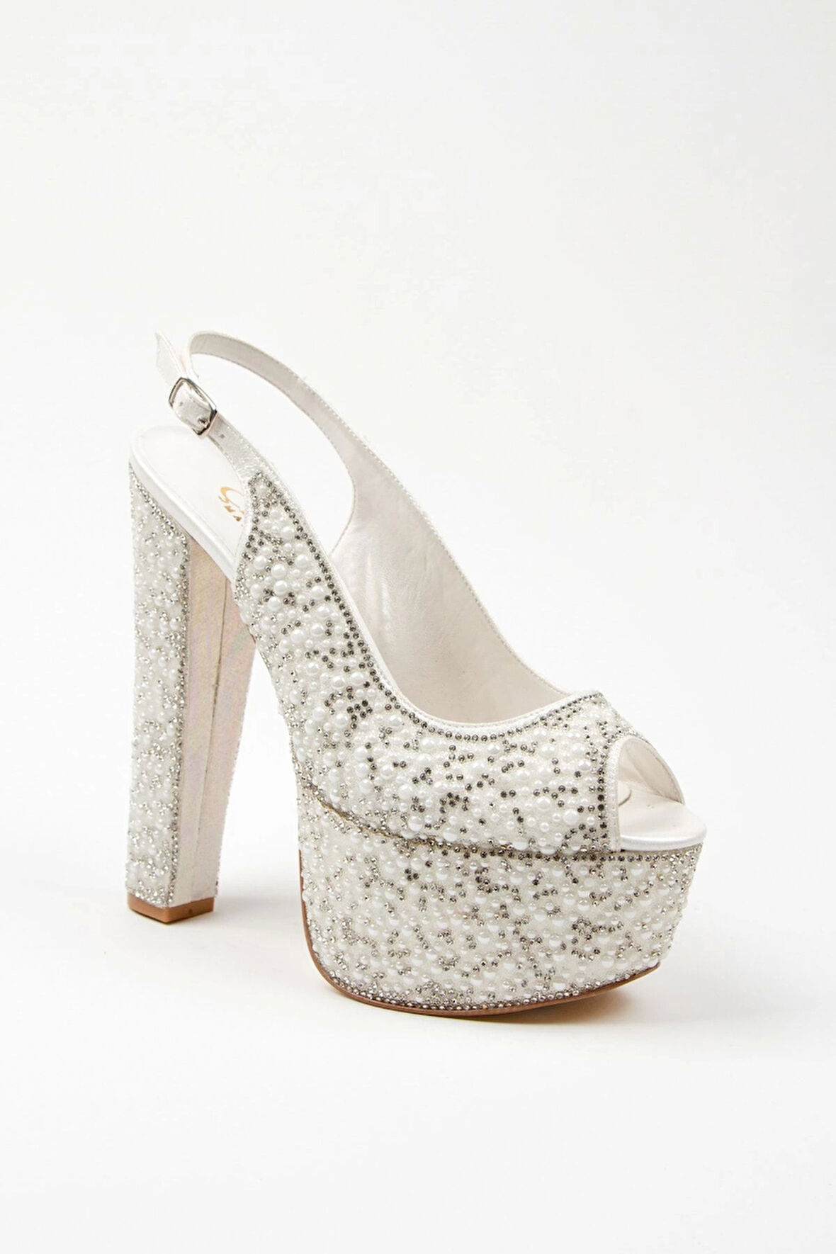 Gold Sultan Full Inci Topuklu Kadın Abiye Ayakkabı Kadın Topuklu Şık Gece Ayakkabısı