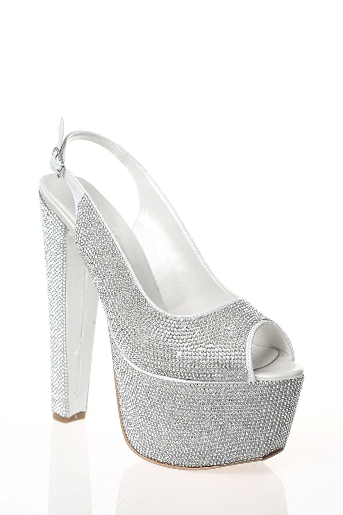 Kadın Gold Full Taş Yüksek Topuk Abiye Ayakkabı Kadın Topuklu Şık Gece Ayakkabısı