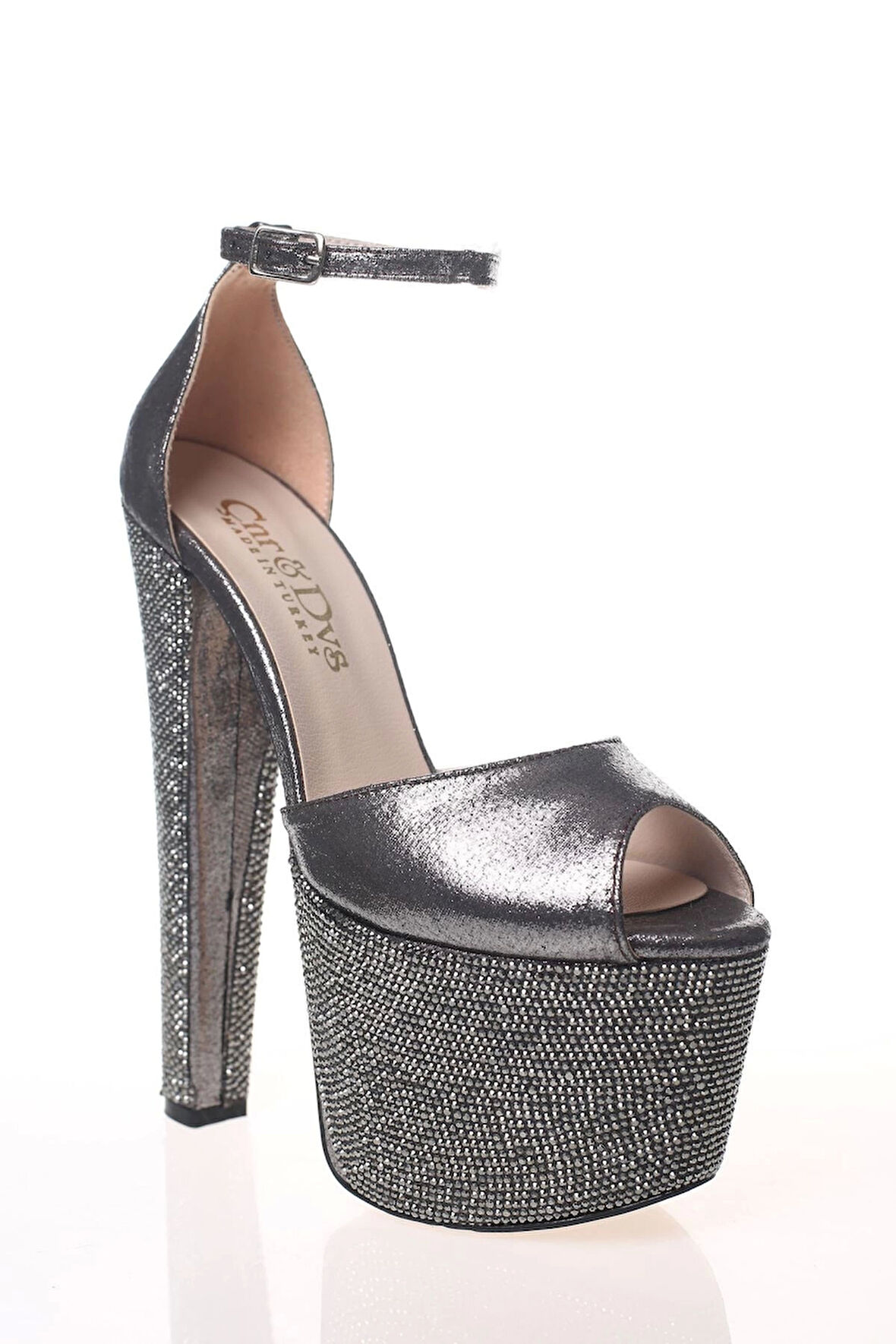 Kadın Fuşya Saten Ökçe Poli Taş Yüksek Topuk Abiye Ayakkabı Kadın Topuklu Şık Gece Ayakkabısı