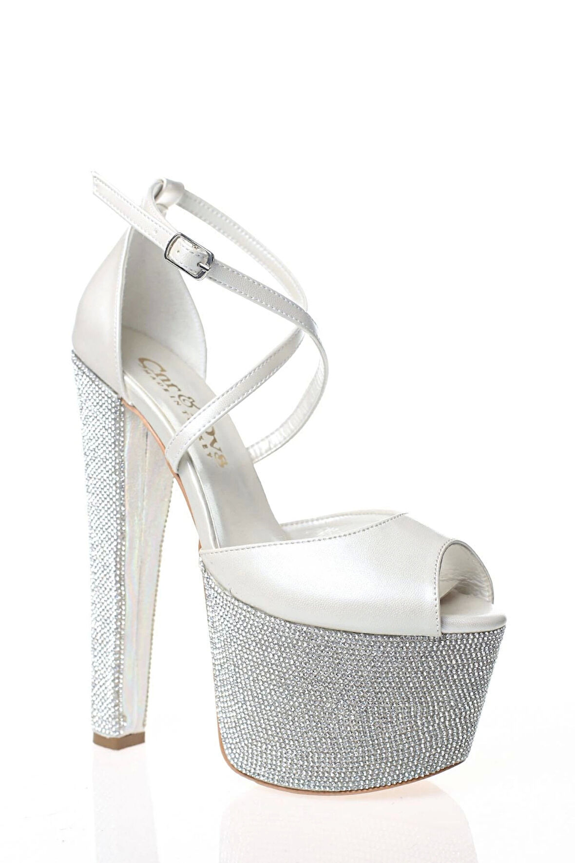 Kadın Gold Ayna Ökçe Poli Taş Yüksek Topuk Abiye Ayakkabı Kadın Topuklu Şık Gece Ayakkabısı