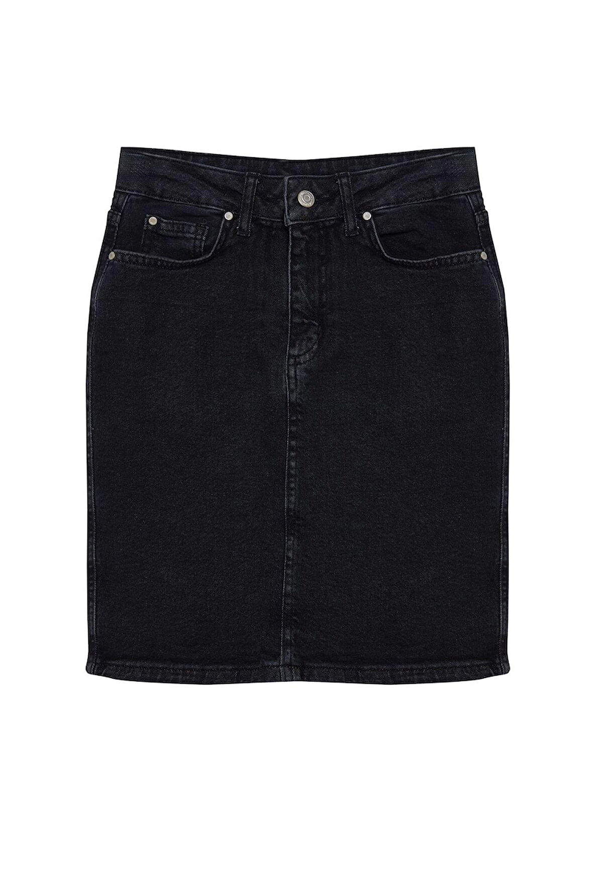 Modern Tarz Astarsız Denim Mini Boy Basic Yüksek Bel Mini Denim Etek