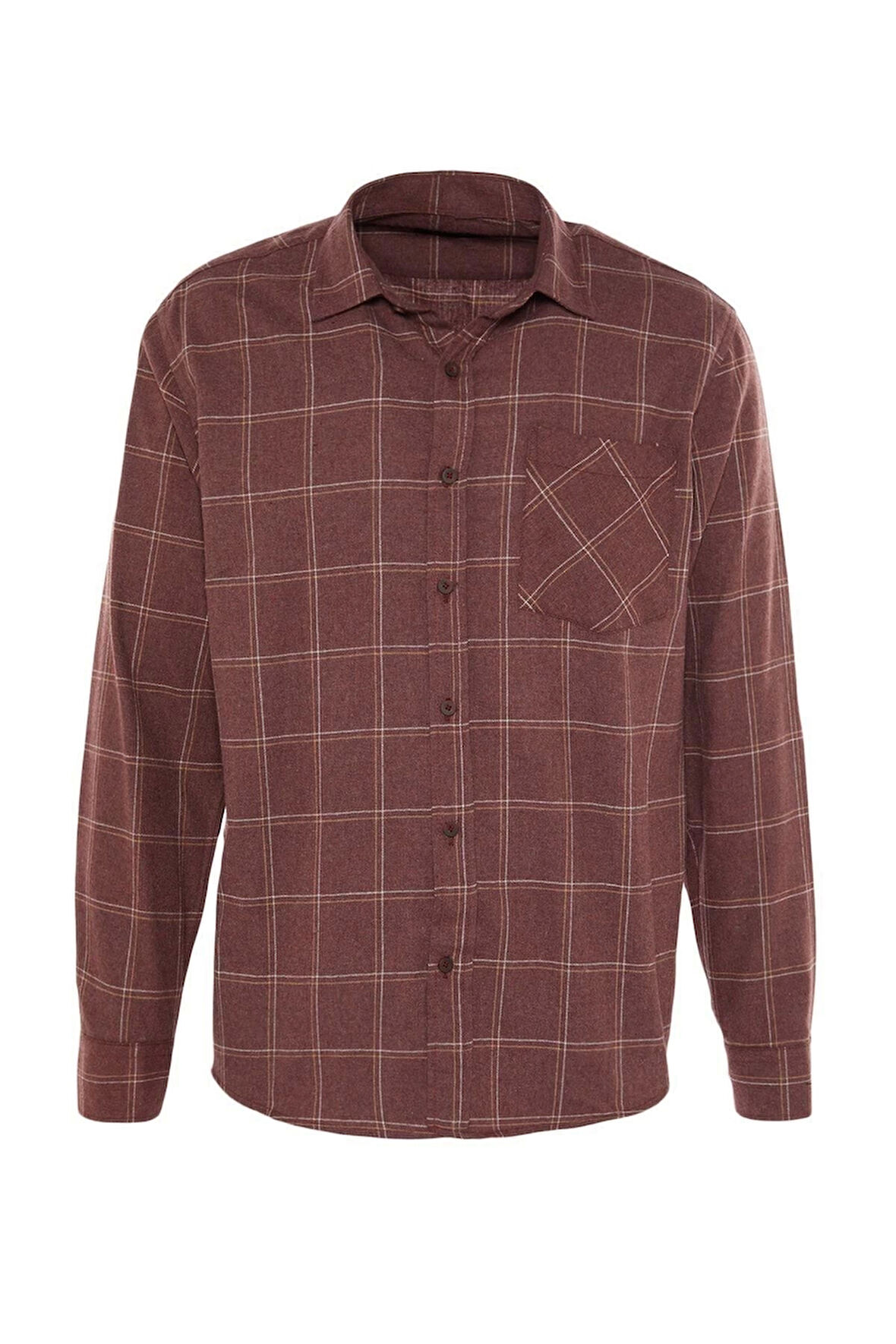 Moda Erkek Gömlek Yaka Ekose Günlük Regular Fit Tek Cepli Kışlık Oduncu Kareli Gömlek