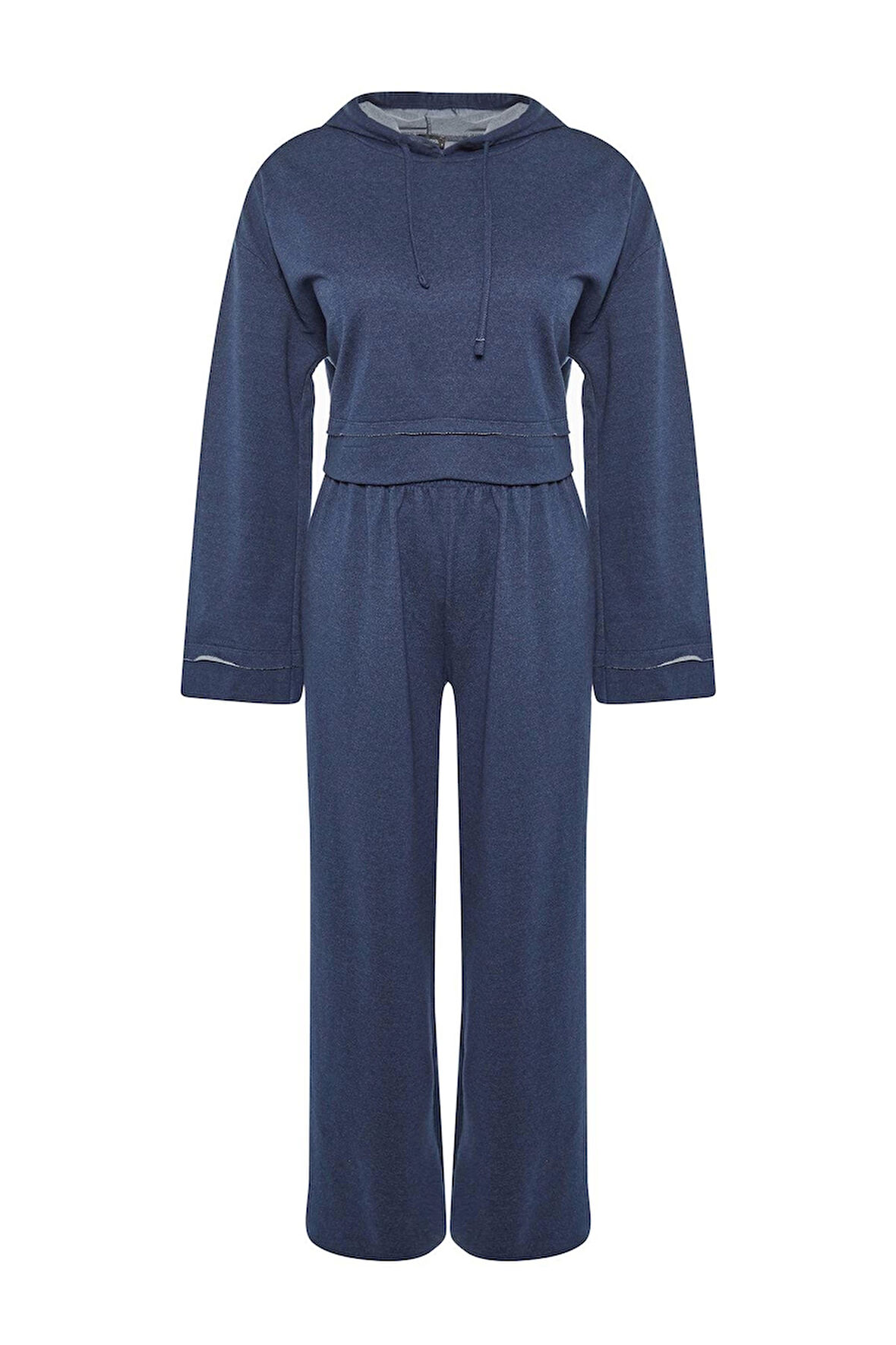Tarz Rahat Uzun Kollu Geniş Paça Geniş Kalıp Örme Pijama Takımı