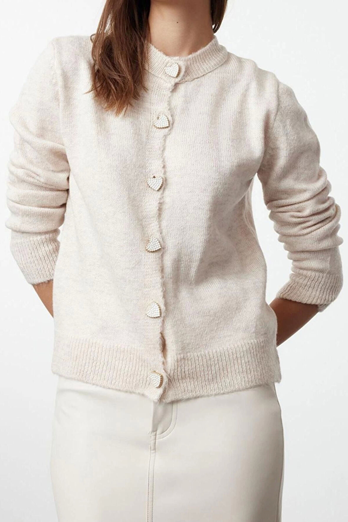 Kadın Modern Tarz Regular Bisiklet Yaka Regular Triko Hırka