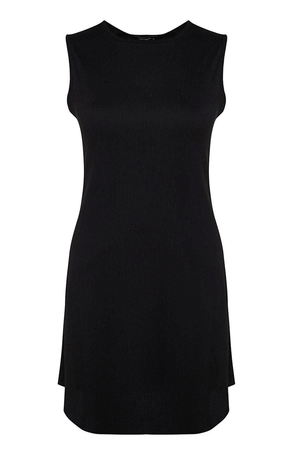 Moda Slim Casual Günlük Bürümcük Örme Bisiklet Yaka Kolsuz Kol A-Line Mini Boy Büyük Beden Elbise