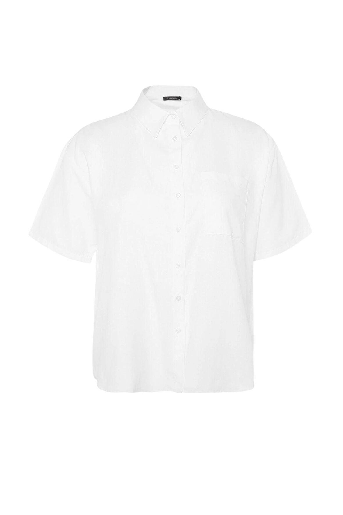 Moda Kadın Büyük Beden Gömlek Yaka Düz Desen Günlük Cep Detaylı Gömlek