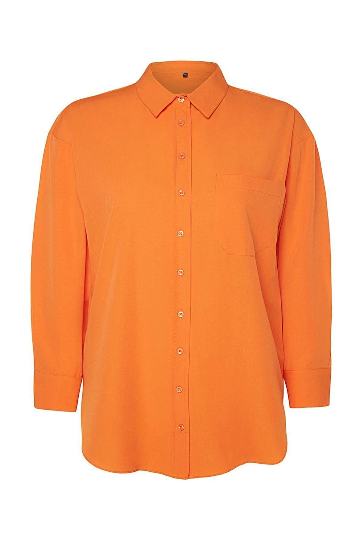 Moda Kadın Büyük Beden Gömlek Yaka Düz Desen Günlük Boyfriend Dokuma Gömlek