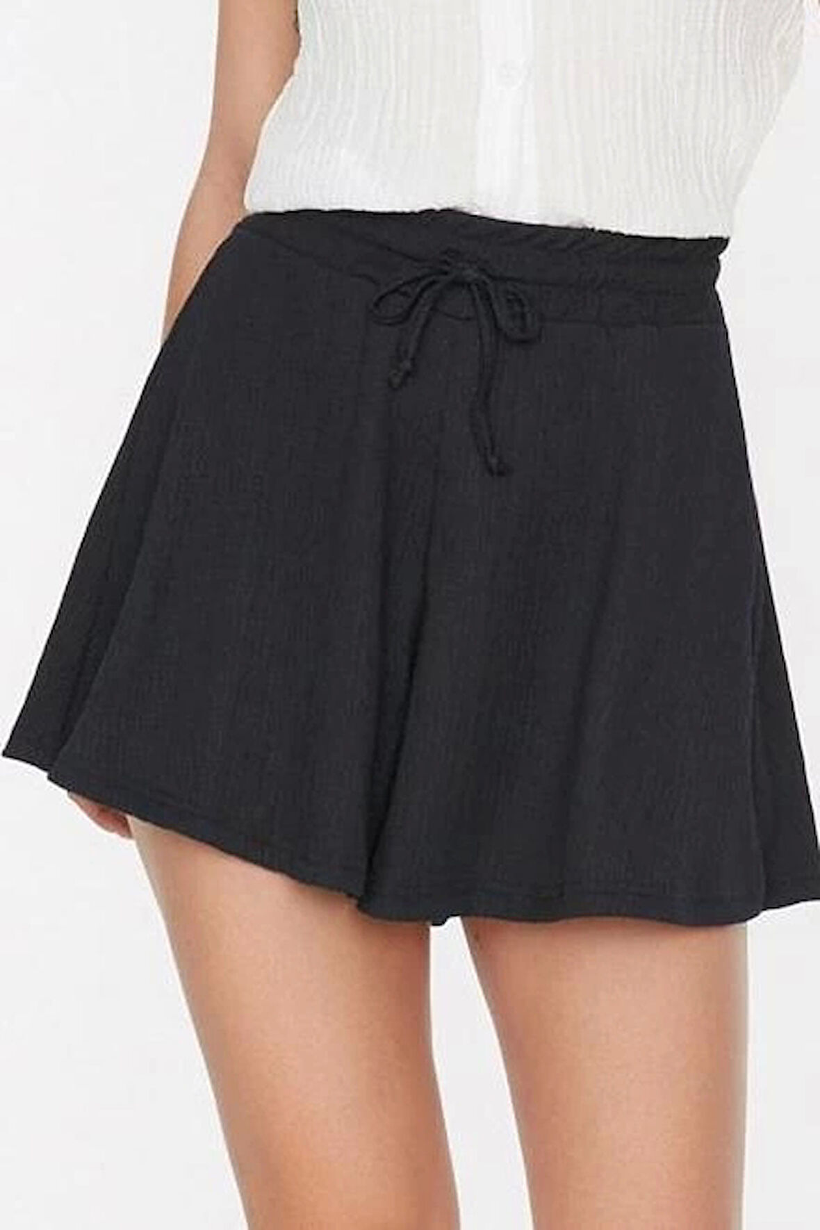 Moda Örme Normal Bel Geniş Paça Gündelik Vizon Rahat Kesim Normal Bel Bürümcük Dokulu Şort