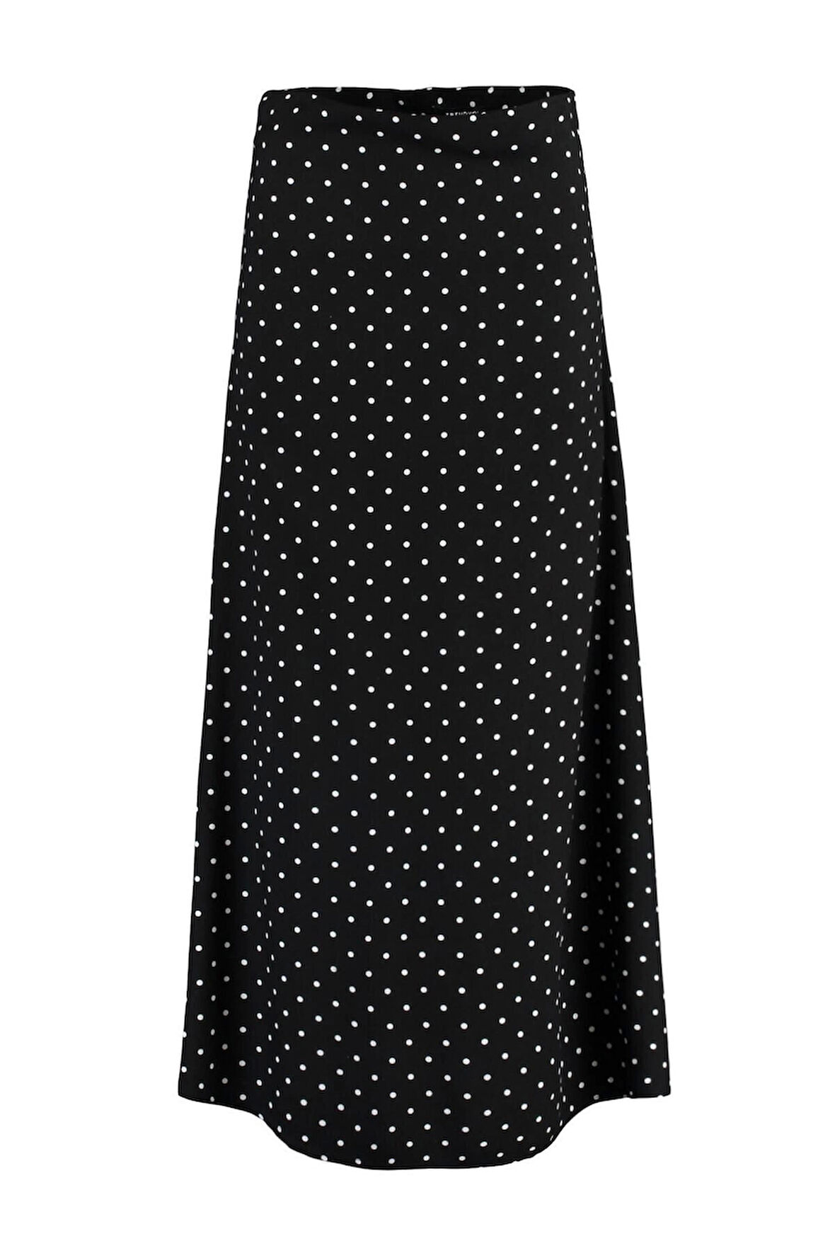 Moda Tesettür Regular Çiçekli Desen Günlük Maxi Boy Puantiye Desenli Çan Dokuma Etek