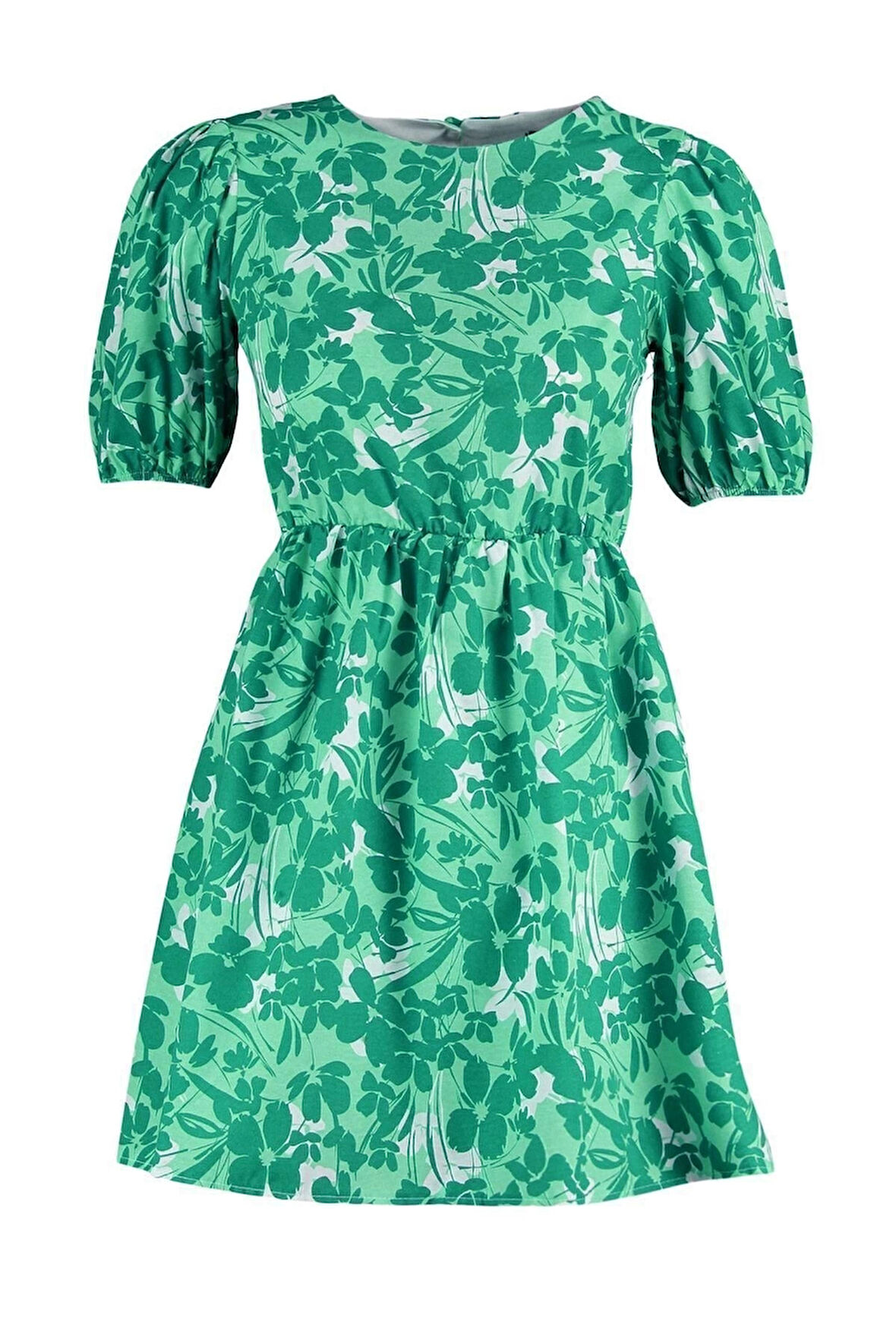 Moda Regular Casual Günlük Poplin Dokuma Bisiklet Yaka Kısa Kol Skater Mini Boy Elbise