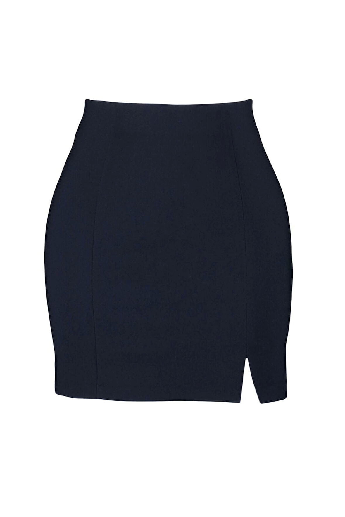 Moda Bodycon Düz Desen Şık Gece Mini Boy Yırtmaç Detaylı Dokuma Etek